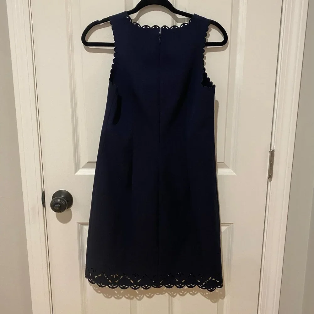 J. Crew Navy Scalloped Cutout Sleeveless Dress -‎ Size 2
